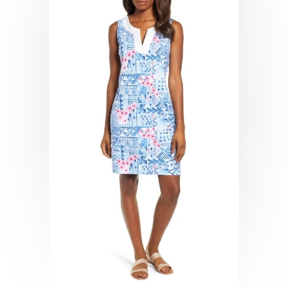 Tommy Bahama Patio Leis Sleeveless Shift Dress Island Navy